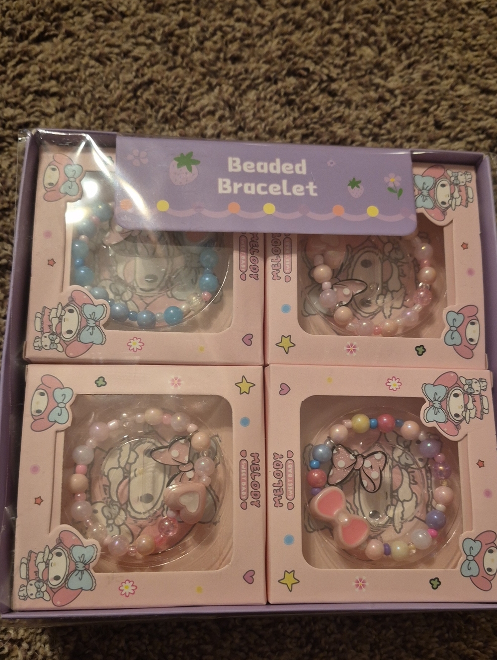 12 Beaded Pastel Bracelet Set -